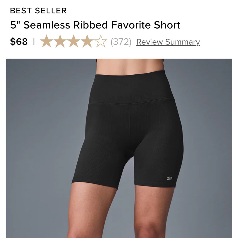 ALO Yoga Women's Black Seamless Ribbed Bike Shorts